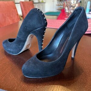 Dolce Vita Punk/Rock n Roll Black Suede Leather Pumps with Spikes Up Heel Sz. 7